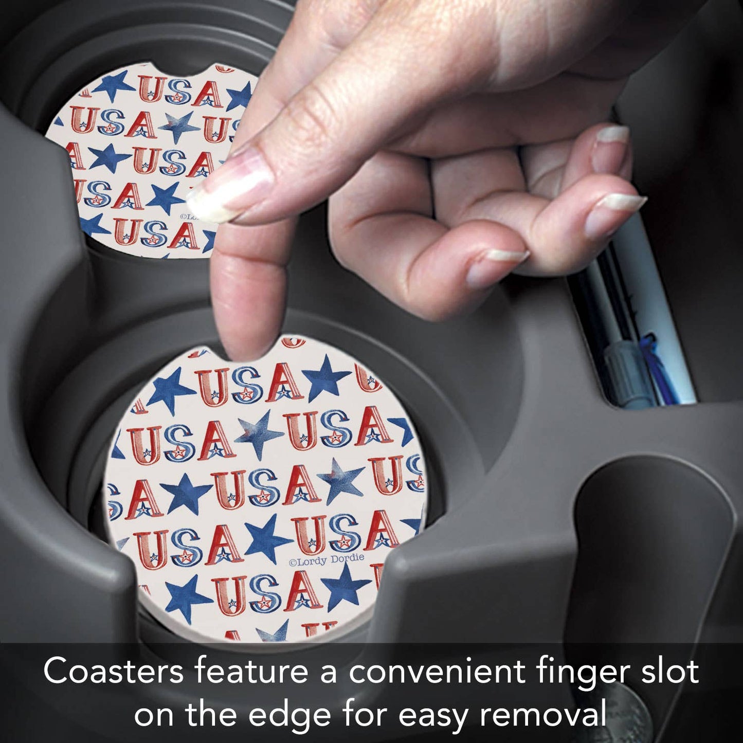 "USA Repeat" Absorbent Stone Car Coaster 1pk