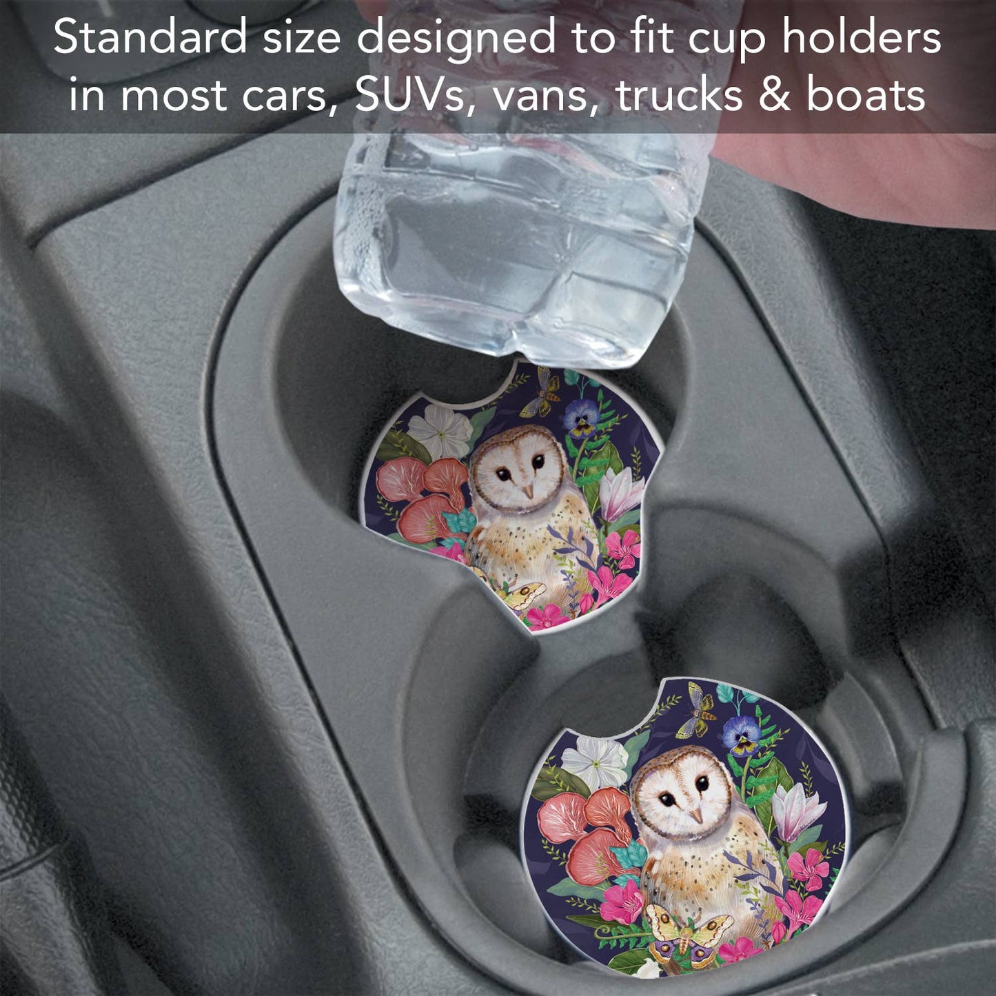 "Barn Owl" Absorbent Stone Car Coaster 1pk