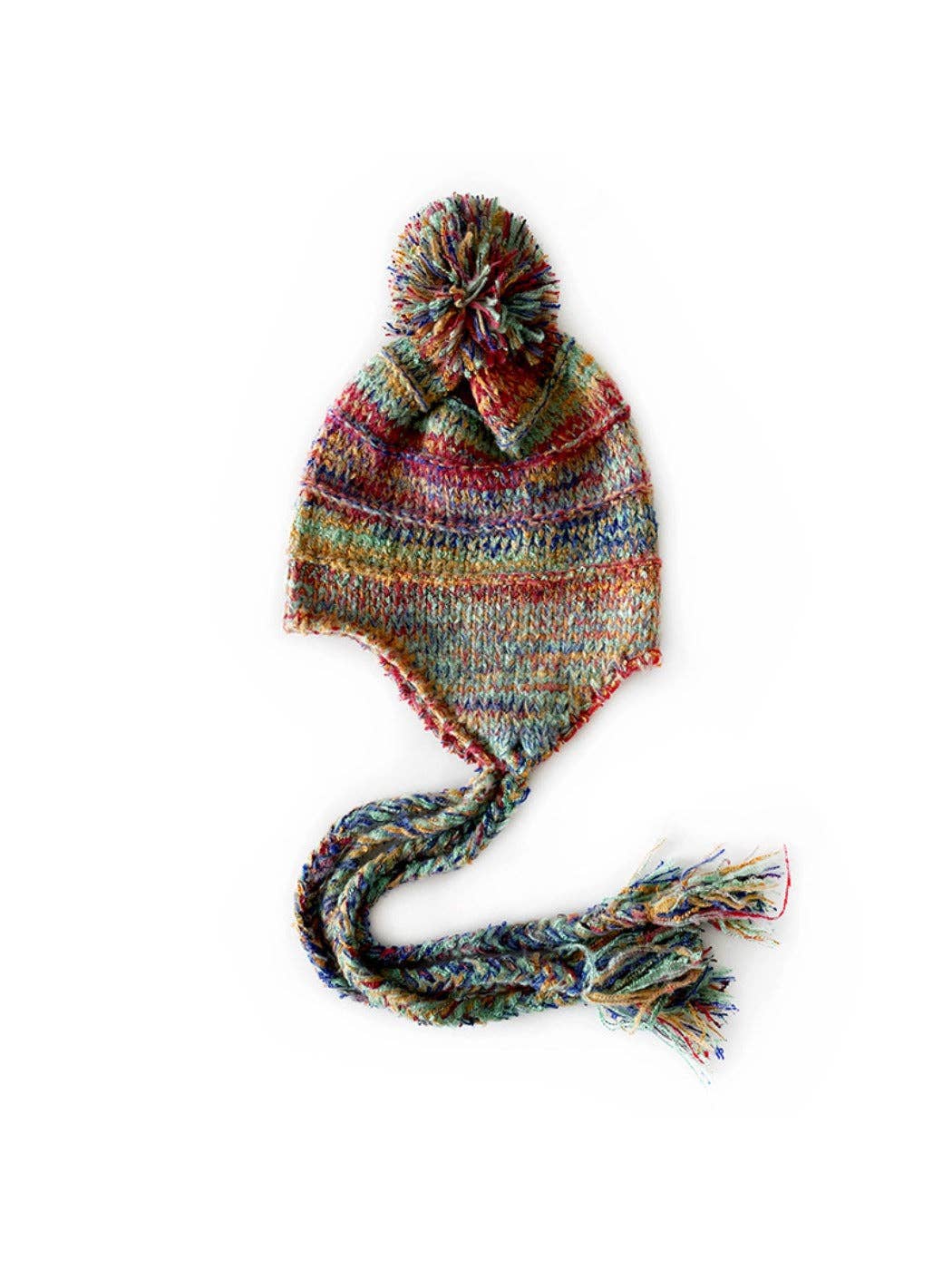 Haila - Women’s Colorblock Knit Earflap Beanie: Green