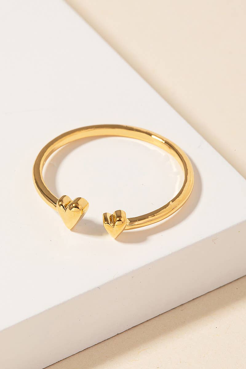 Gold Dipped Delicate Double Heart Open Ring: G