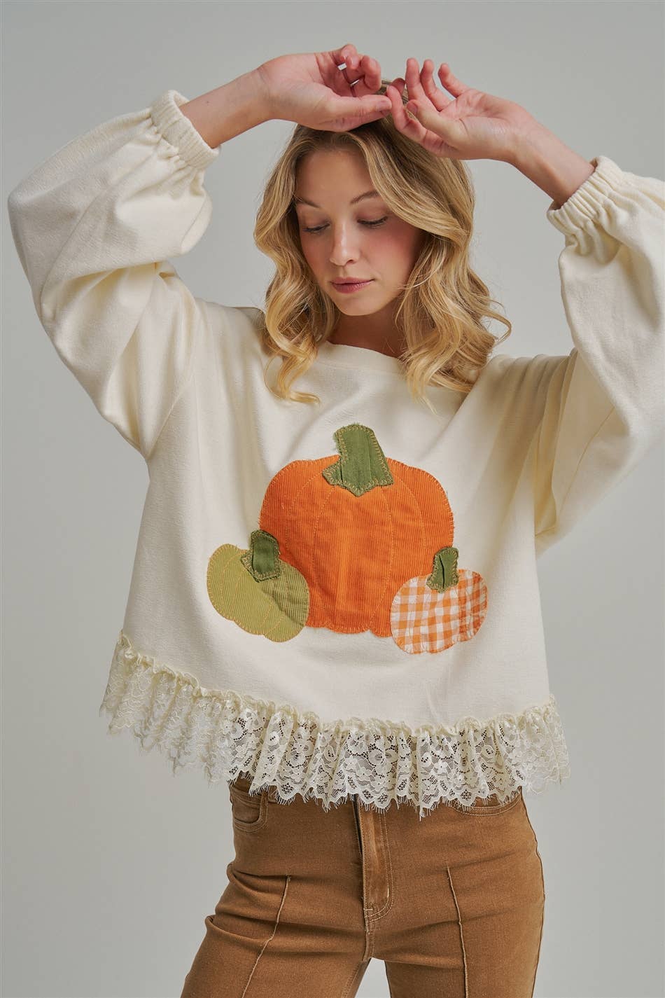 PUMPKIN APPLIQUE FALL THANKSGIVING TOP
