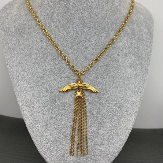 Bird Fringe 18K Gold Plated SS Long Chain Necklace - FGS
