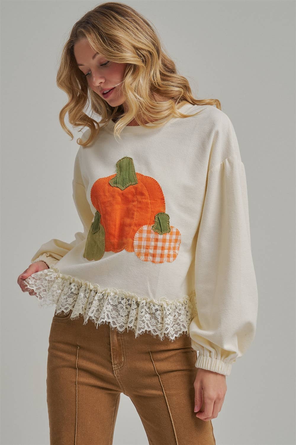 PUMPKIN APPLIQUE FALL THANKSGIVING TOP