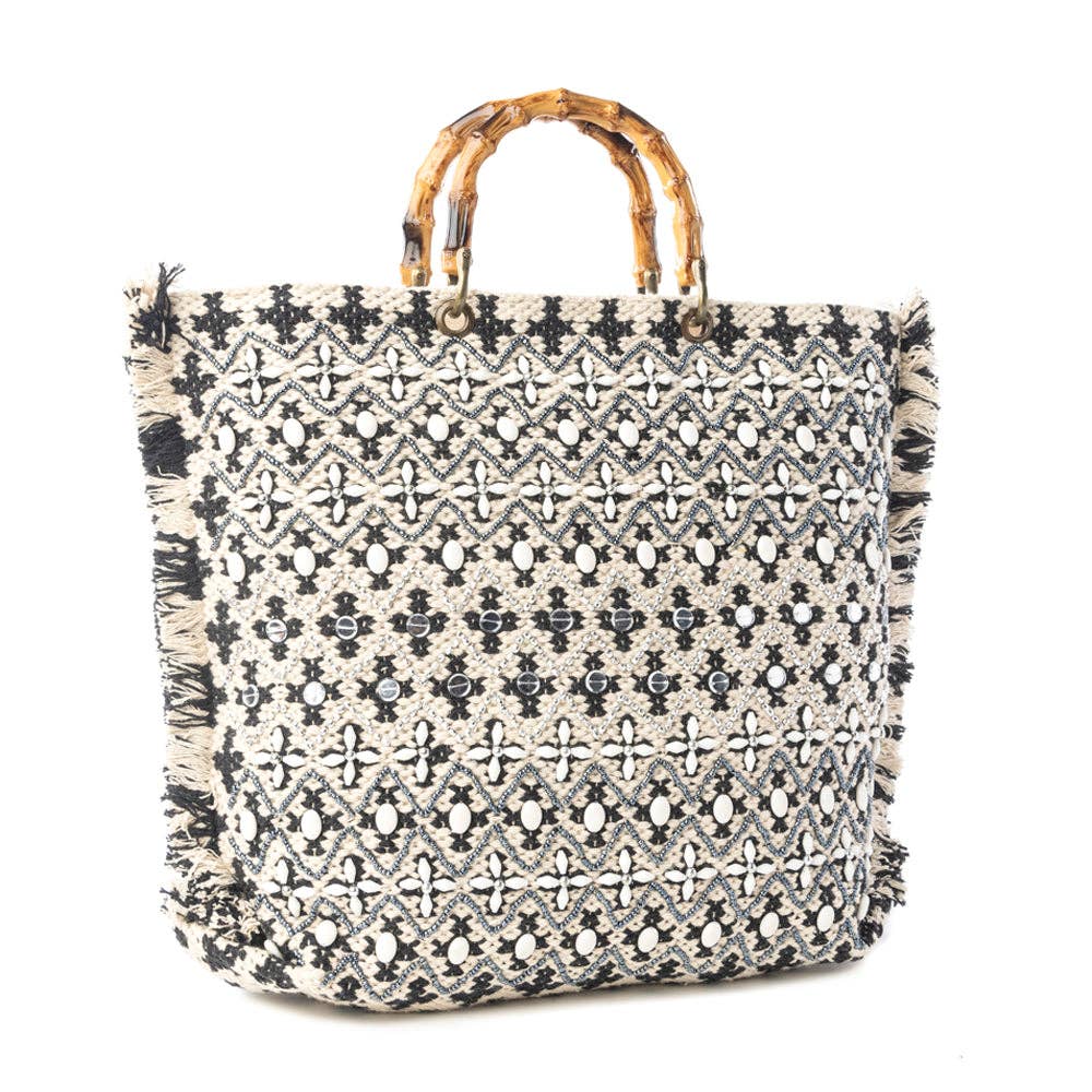 Starlit Loom Hand Embroidered Tote Bag in Twilight Sand: Twilight Sand