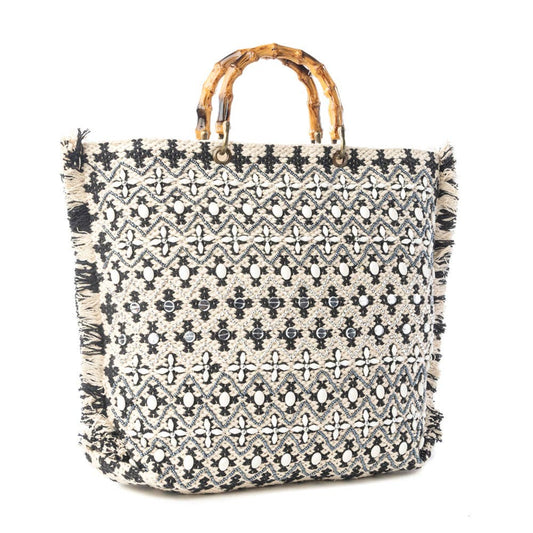 Starlit Loom Hand Embroidered Tote Bag in Twilight Sand: Twilight Sand