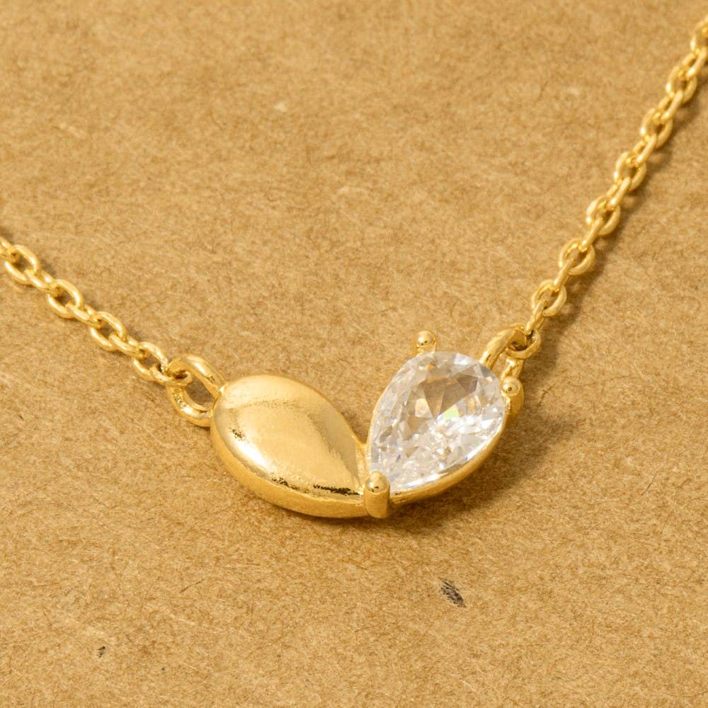 Gold Dipped Cz Heart Shape Pendant Necklace: G