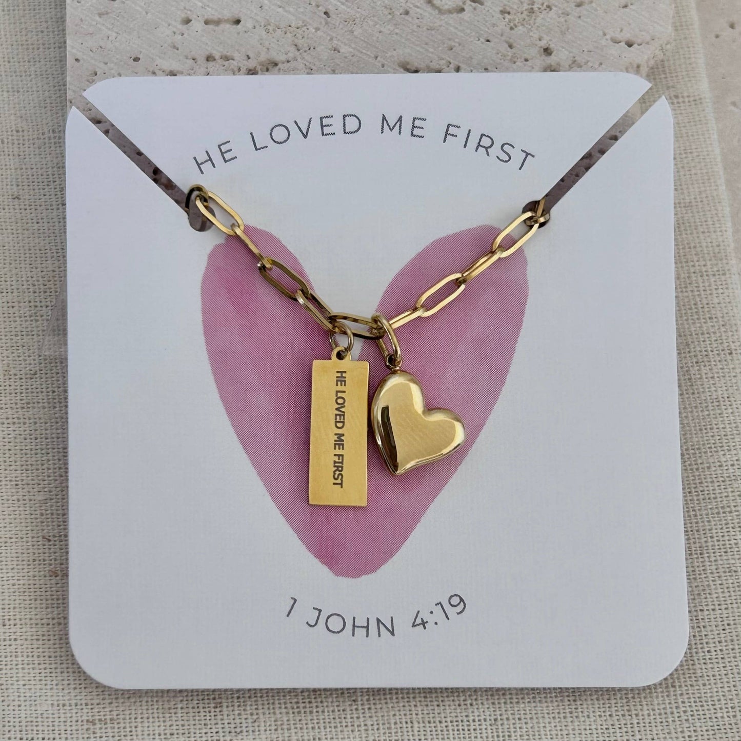 Christian Necklace Jewelry Bible verse He loved me first