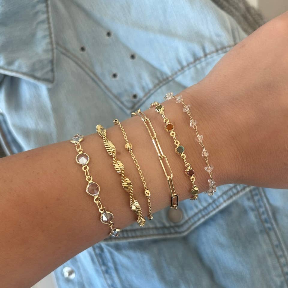 Gold Filled Smoky Crystal Bracelet  Delicate Layering Bracet