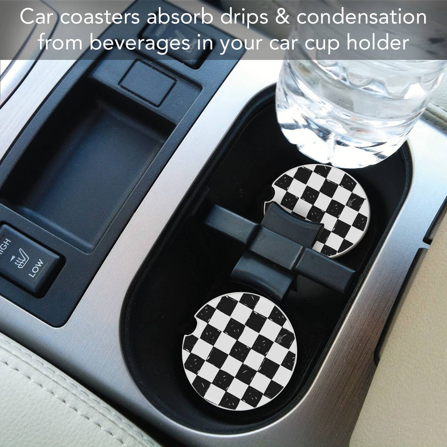 Checker" Single Packaged Stone Car Coaster