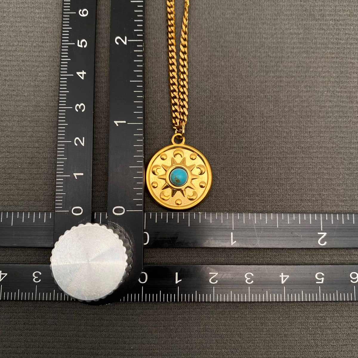 Turquoise inlaid 18K Gold Plated S.Steel Charm Necklace -FGS: Bird