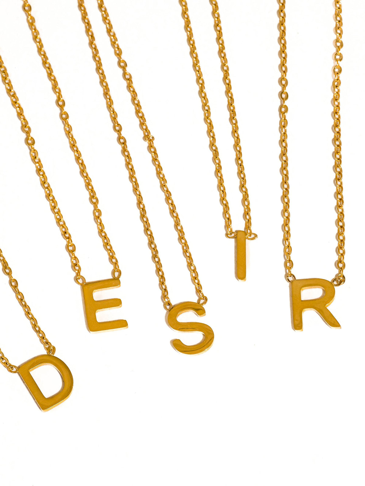Desir 18K Gold Non-Tarnish Petite Classic Letter Necklace: Yellow Gold / G