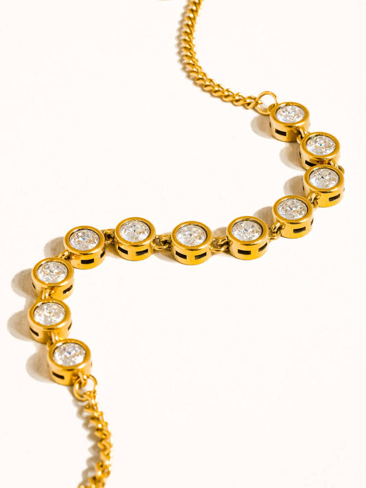 Ambrosia 18K Gold Non-Tarnish Rhinestone Chain Bracelet: Yellow Gold