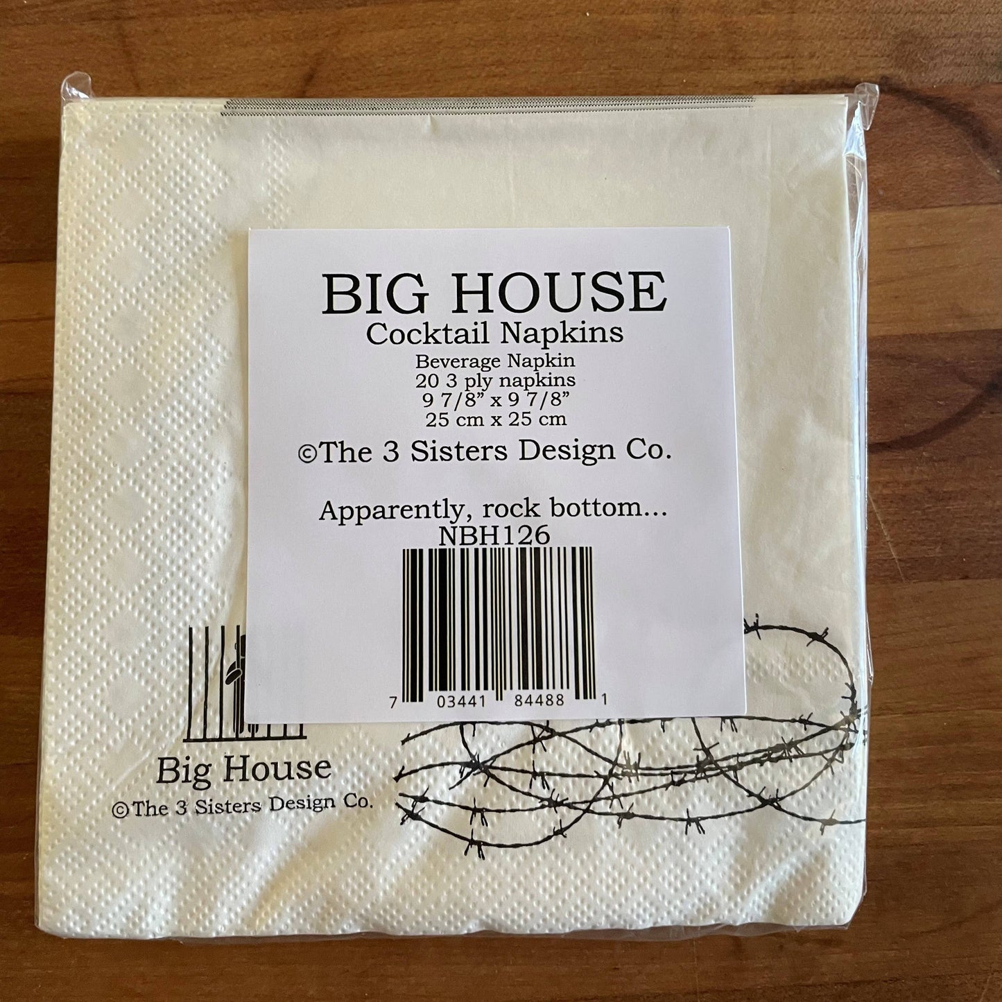 Big House Cocktail Napkins, Apparently, rock bottom has a...