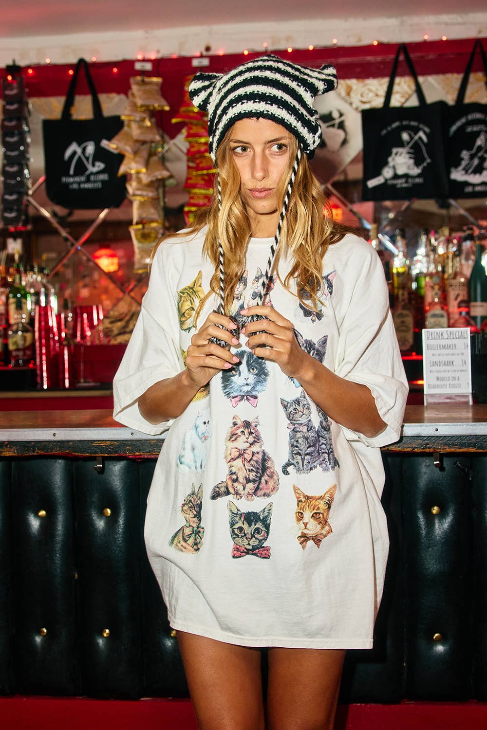 Lovely Cats Graphic Oversized T-shirt Tunic