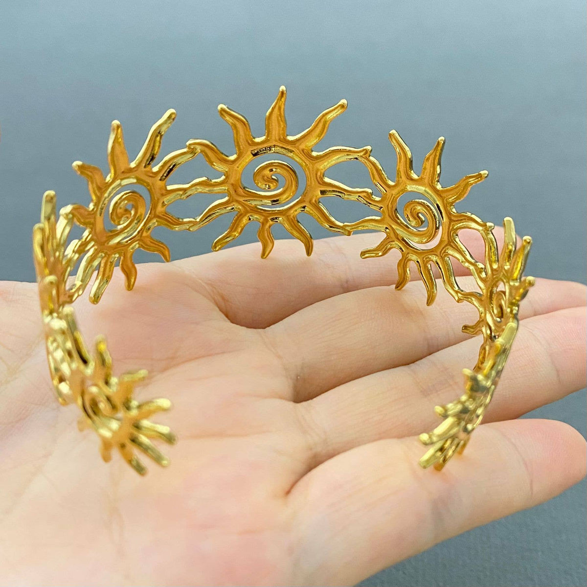 18K Gold Plated S.Steel Vortex Sun Adjustable Cuff - FGS/MS