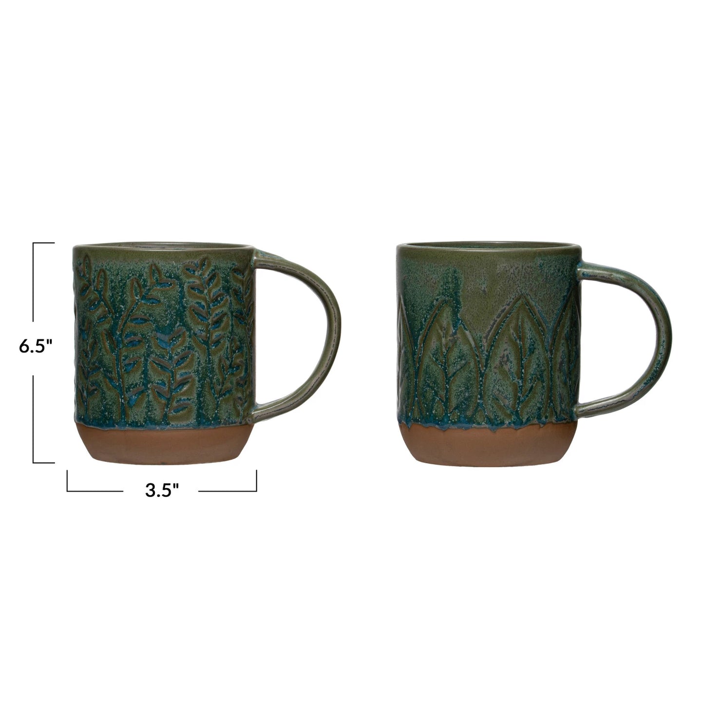 16 oz. Debossed Green Stoneware Mug, 2 Styles
