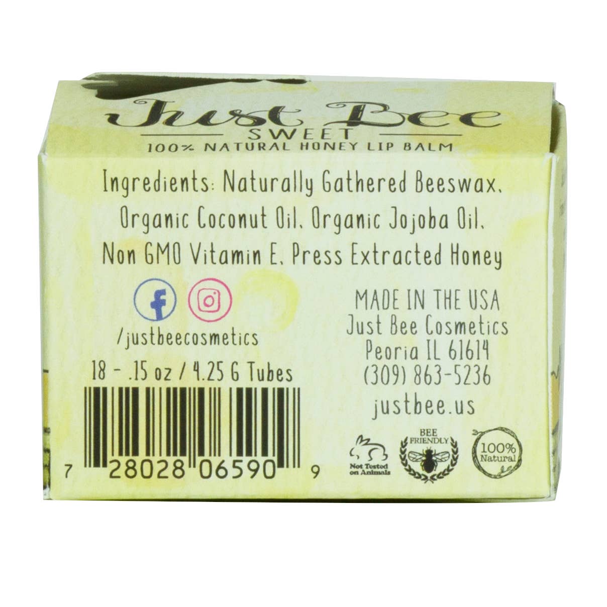 Just Bee Sweet Lip Balm - Natural Honey Lip Balm: Honey