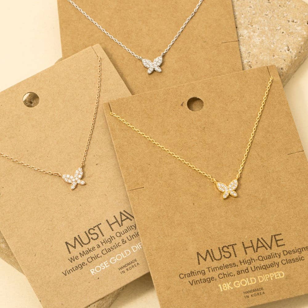 Mini Butterfly Charm Necklace: G