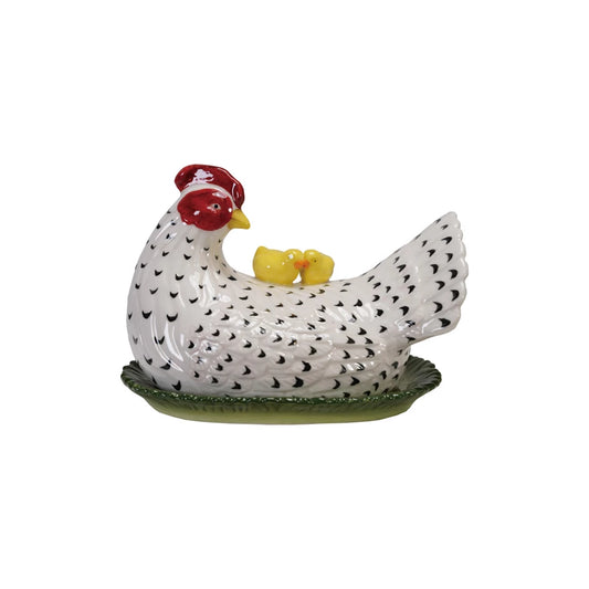 Hen Shaped Butter Dish with Chicks