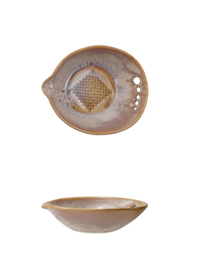 Small Stoneware Garlic/Ginger Graters with Herb Strippers