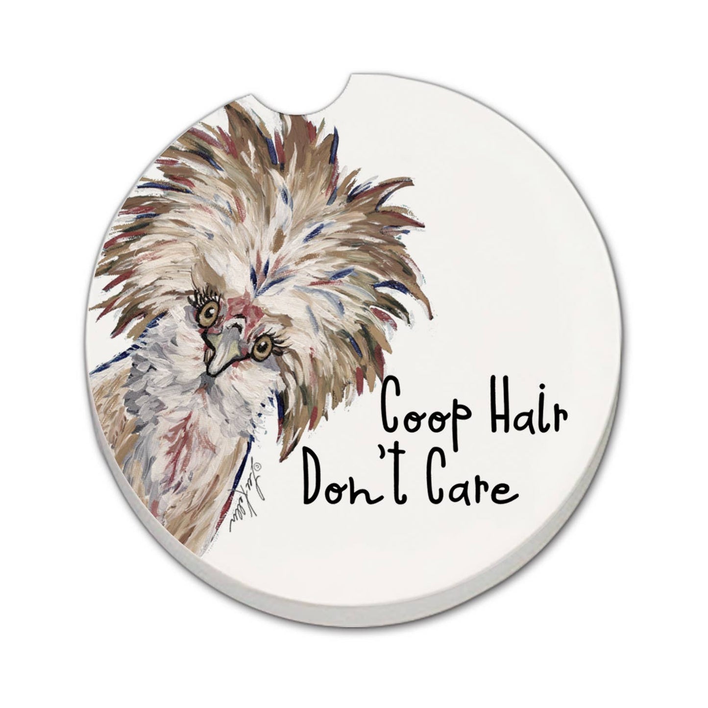 "Coop Hair" Absorbent Stone Car Coaster