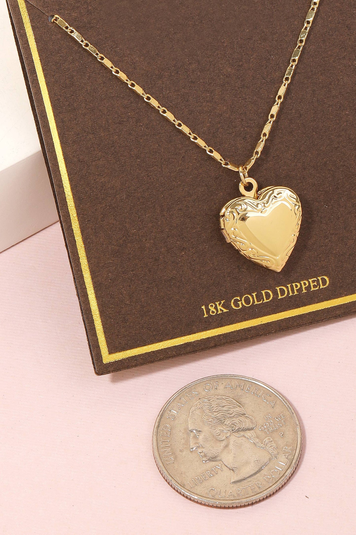 Gold Dipped Locket Heart Pendant Necklace: G