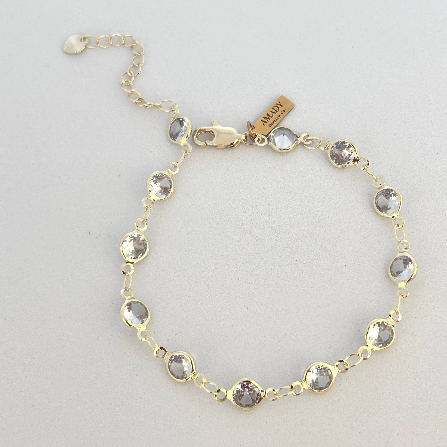 Gold Filled Smoky Crystal Bracelet  Delicate Layering Bracet