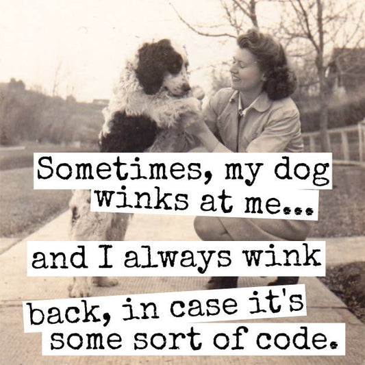 Fridge Magnet.  Sometimes, My Dog Winks At Me...