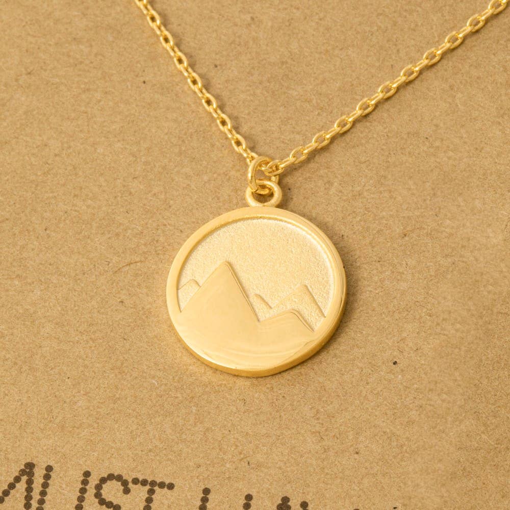 Gold Dipped Mountain Coin Pendant Necklace: G