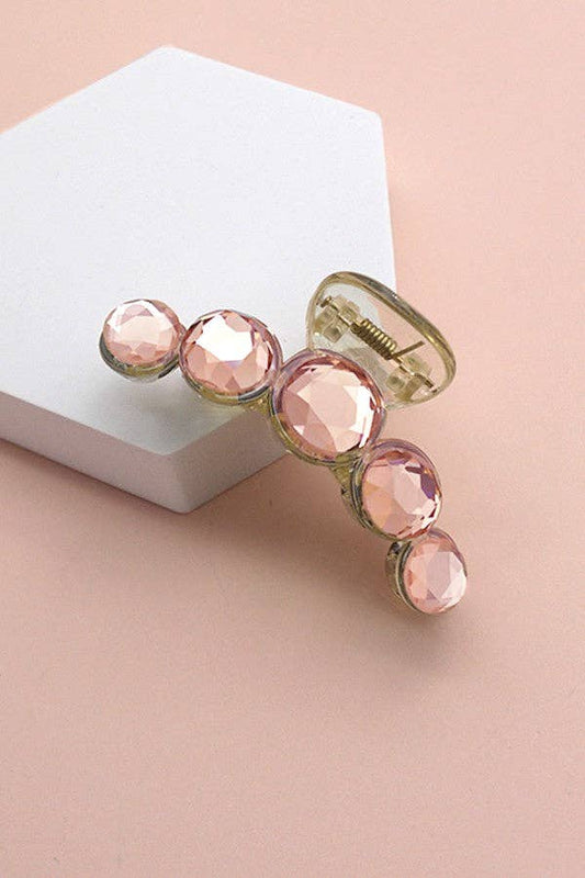 CRYSTAL RHINESTONE HAIR CLAW CLIPS PEACH
