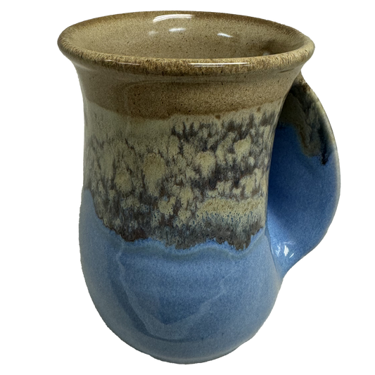 The Original Handwarmer Mug: Sandy Beach / Right Hand