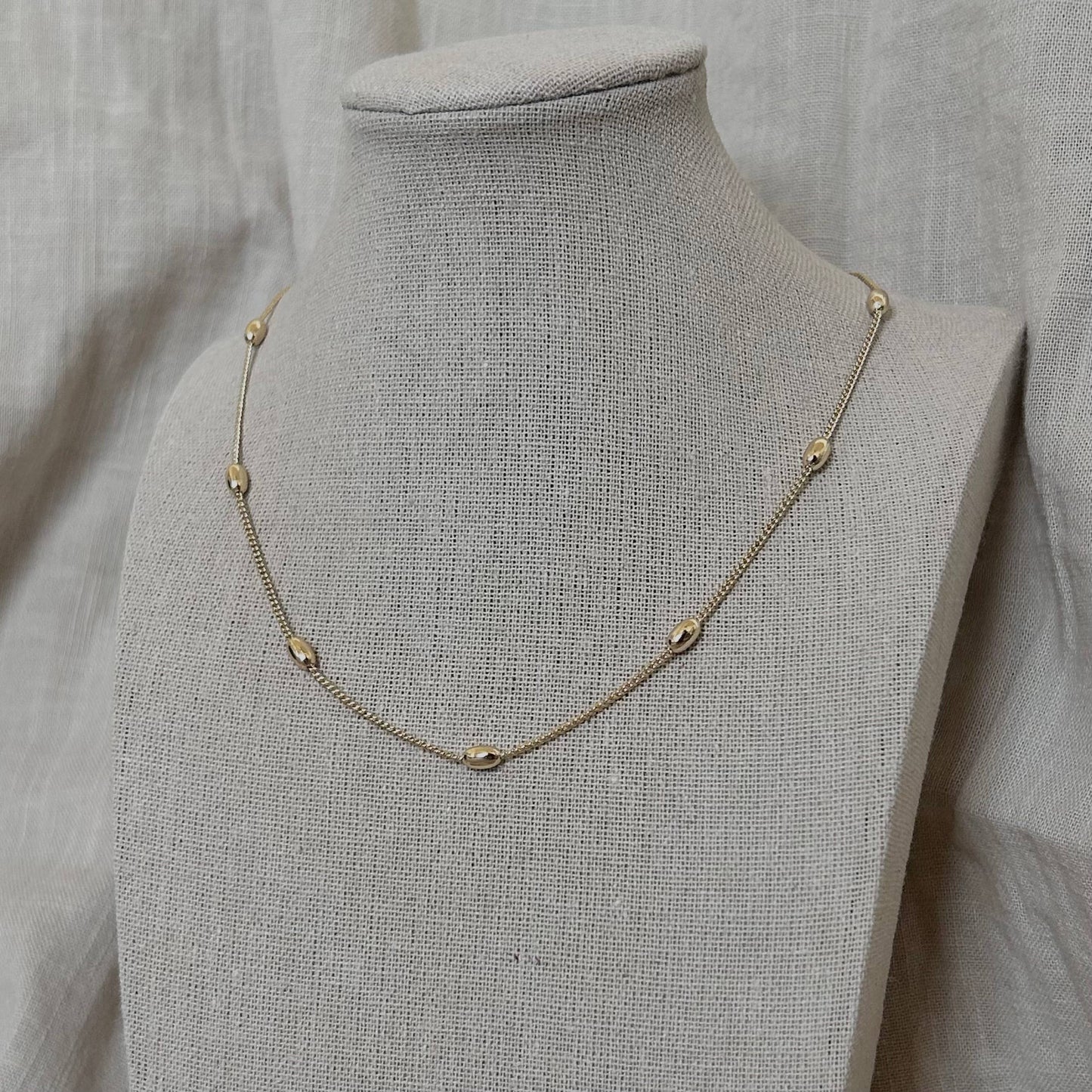 Beaded layering chain necklace 14k gold filled 18 inches