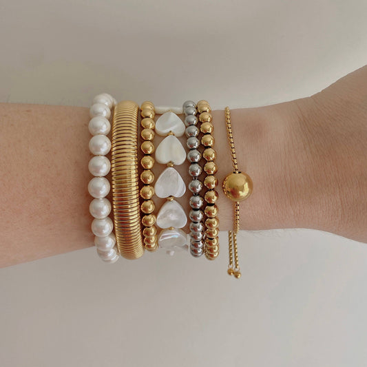 Gold Beaded Bracelet 18k gold plated stainless steel beads