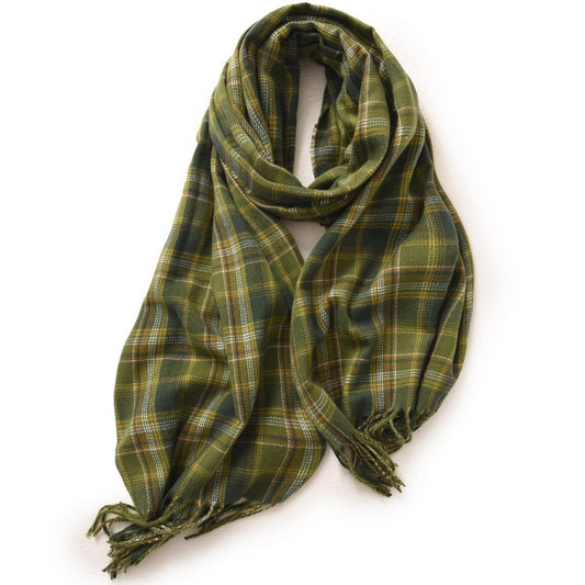 Red Plaid Winter Scarf – Thick Warm Shawl Wrap Green