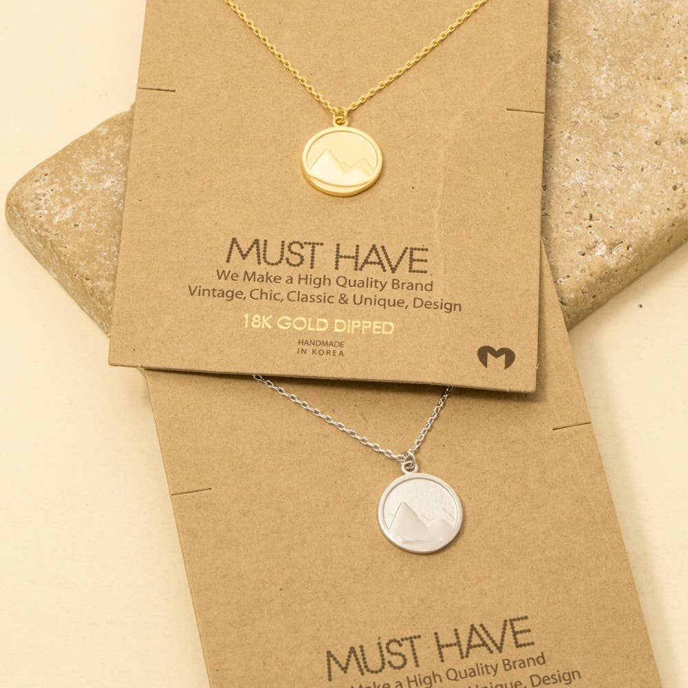 Gold Dipped Mountain Coin Pendant Necklace: G