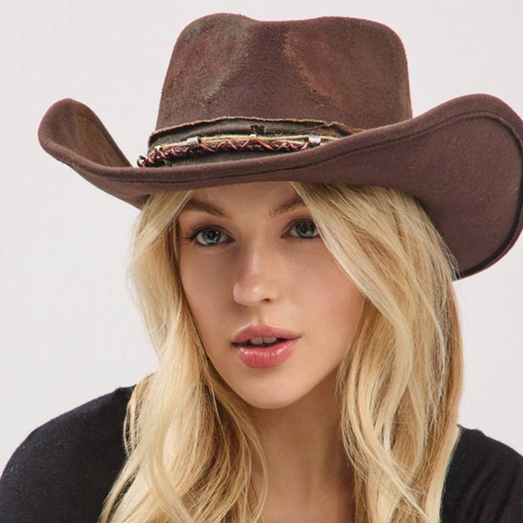 Vintage Versatile Shapeable Cowgirl & Fedora Hat: BR