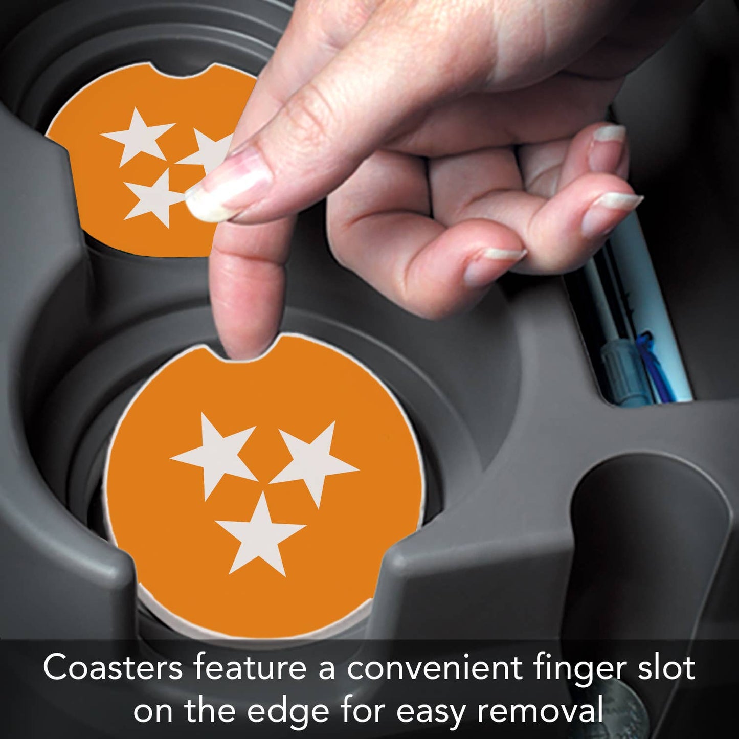 "Tennessee Tri-Star"  Absorbent Stone Car Coaster