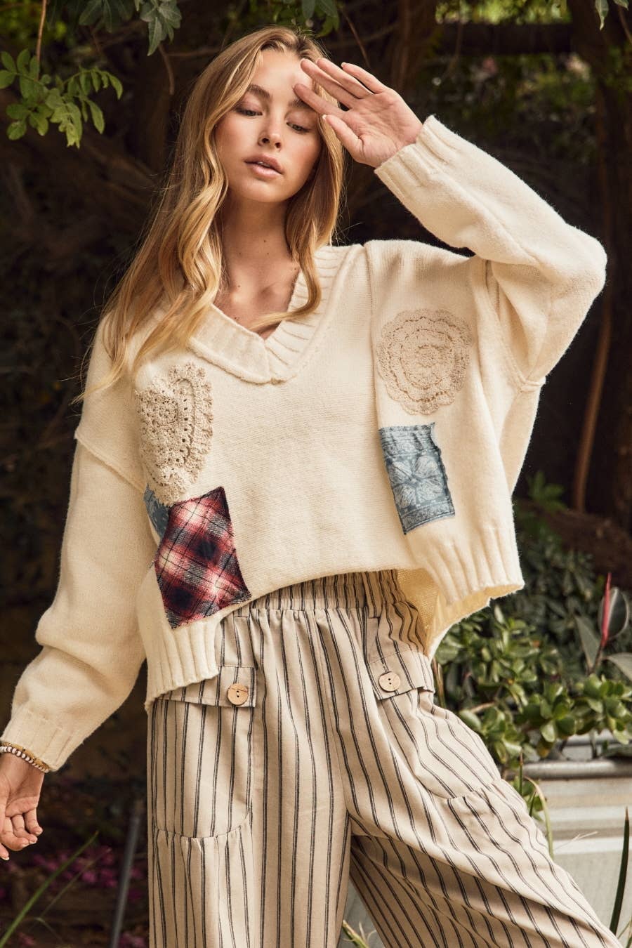 Patchwork Knit Sweater