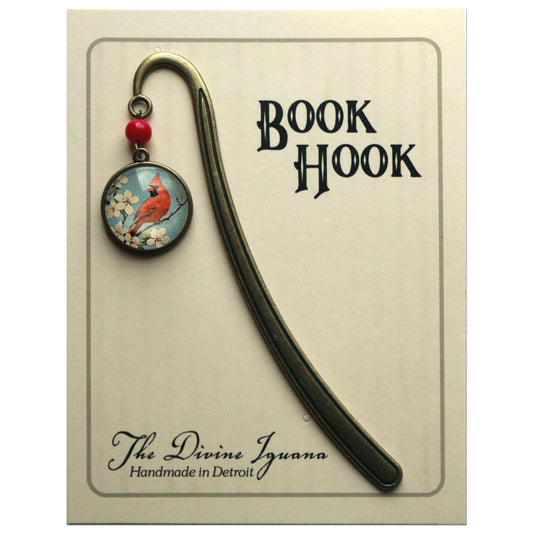 Vintage Cardinal Bronze and Glass Bookmark