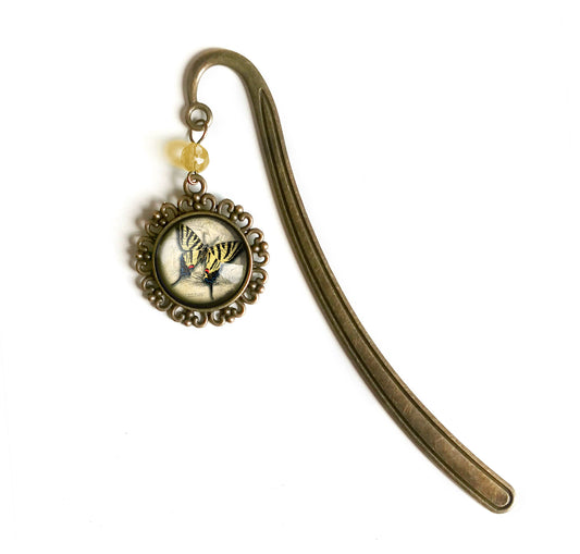 Swallowtail Butterfly Bronze and Glass Cabochon Bookmark