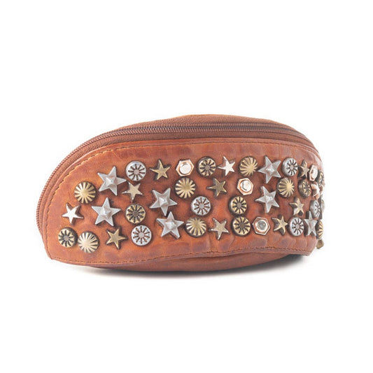 Eclipse Charm Leather Sunglass Case in Brown: Brown
