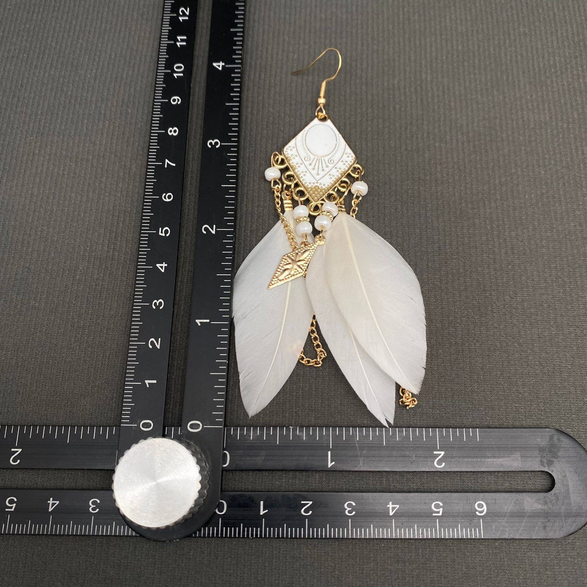 Multi-style White Feather Fringe Dangle Earrings: B