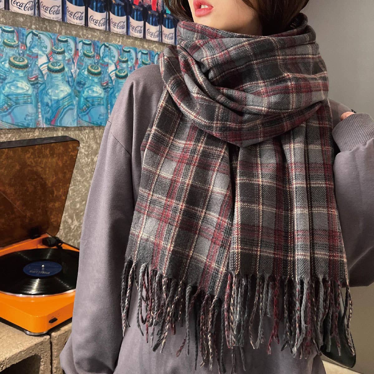 Red Plaid Winter Scarf – Thick Warm Shawl Wrap_CWASC0175: Green / (OS) 1