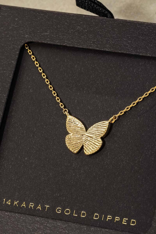 Gold Dipped Butterfly Pendant Necklace: GD