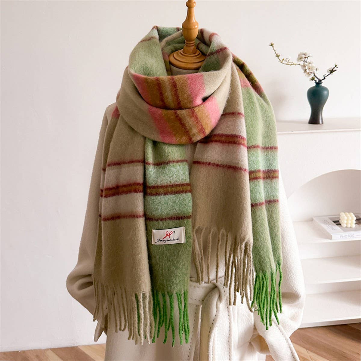 Soft Gradient Knit Tassel Scarf Wrap Shawl_CWASC2739: TEALBLUE / (OS) 2