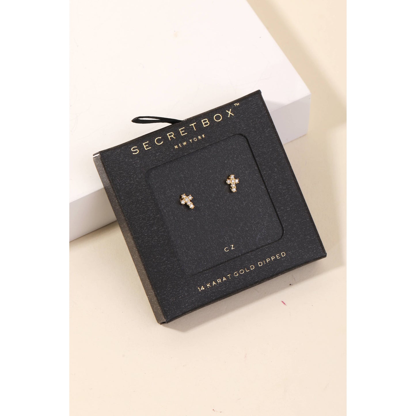 Gold Dipped Mini Cross Stud Earrings: GD