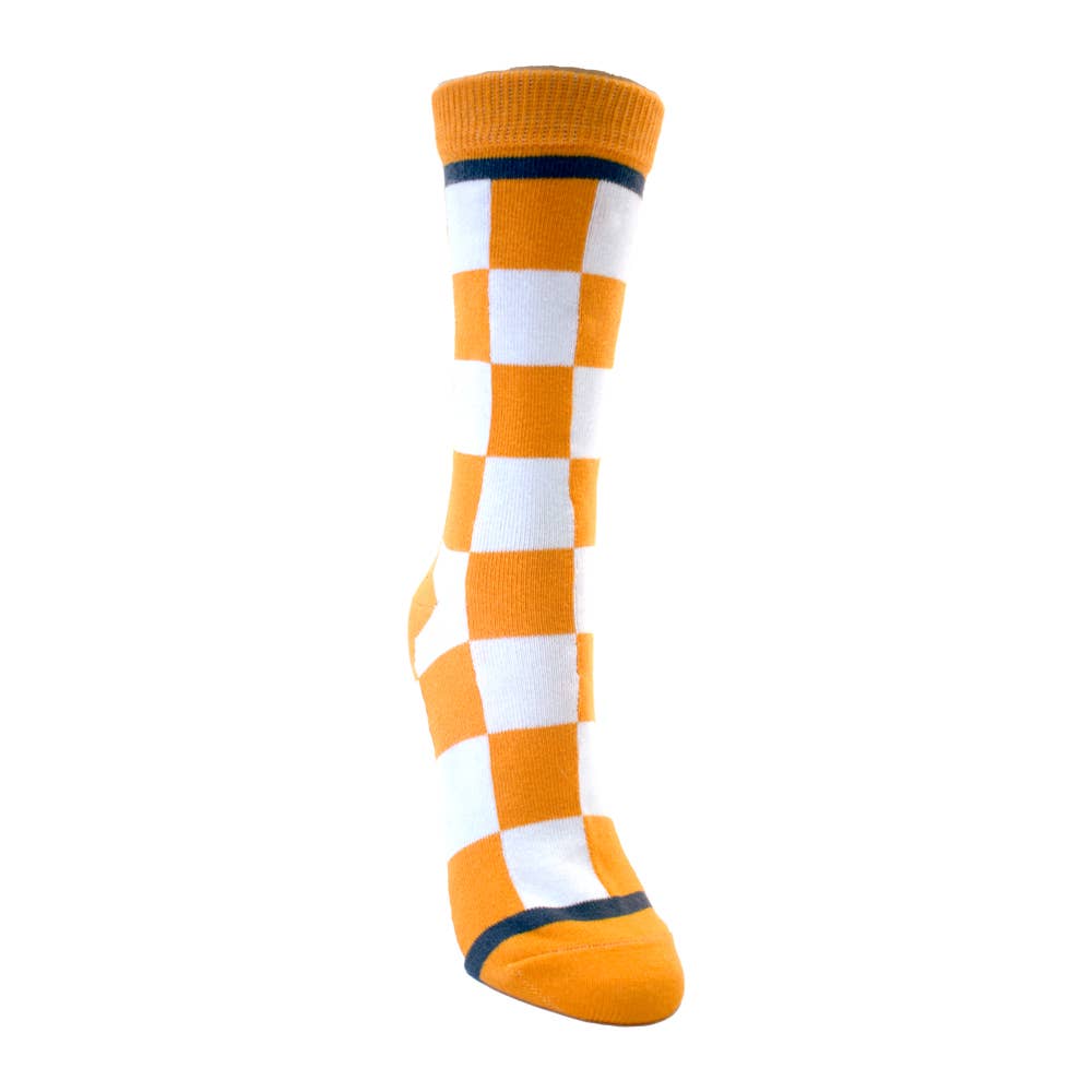 Tennessee Checkerboard in Orange and White Women's Socks