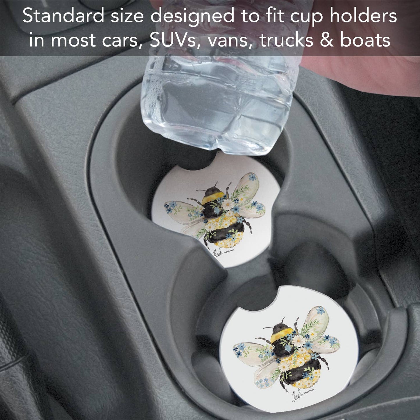 "Beautiful Bee" Absorbent Stone Car Coaster