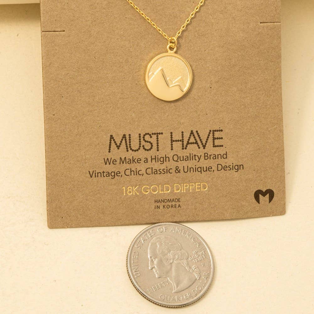 Gold Dipped Mountain Coin Pendant Necklace: G