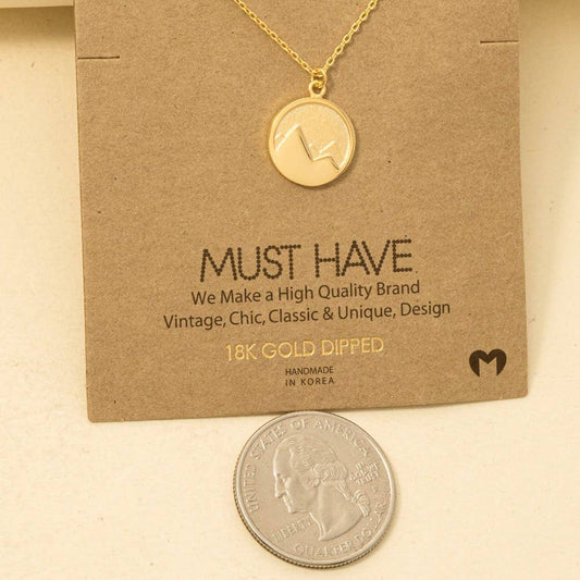 Gold Dipped Mountain Coin Pendant Necklace: G